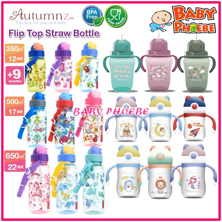 Autumnz Tritan Flip Top Straw Bottle with Shoulder Strap / Spout Cup ...