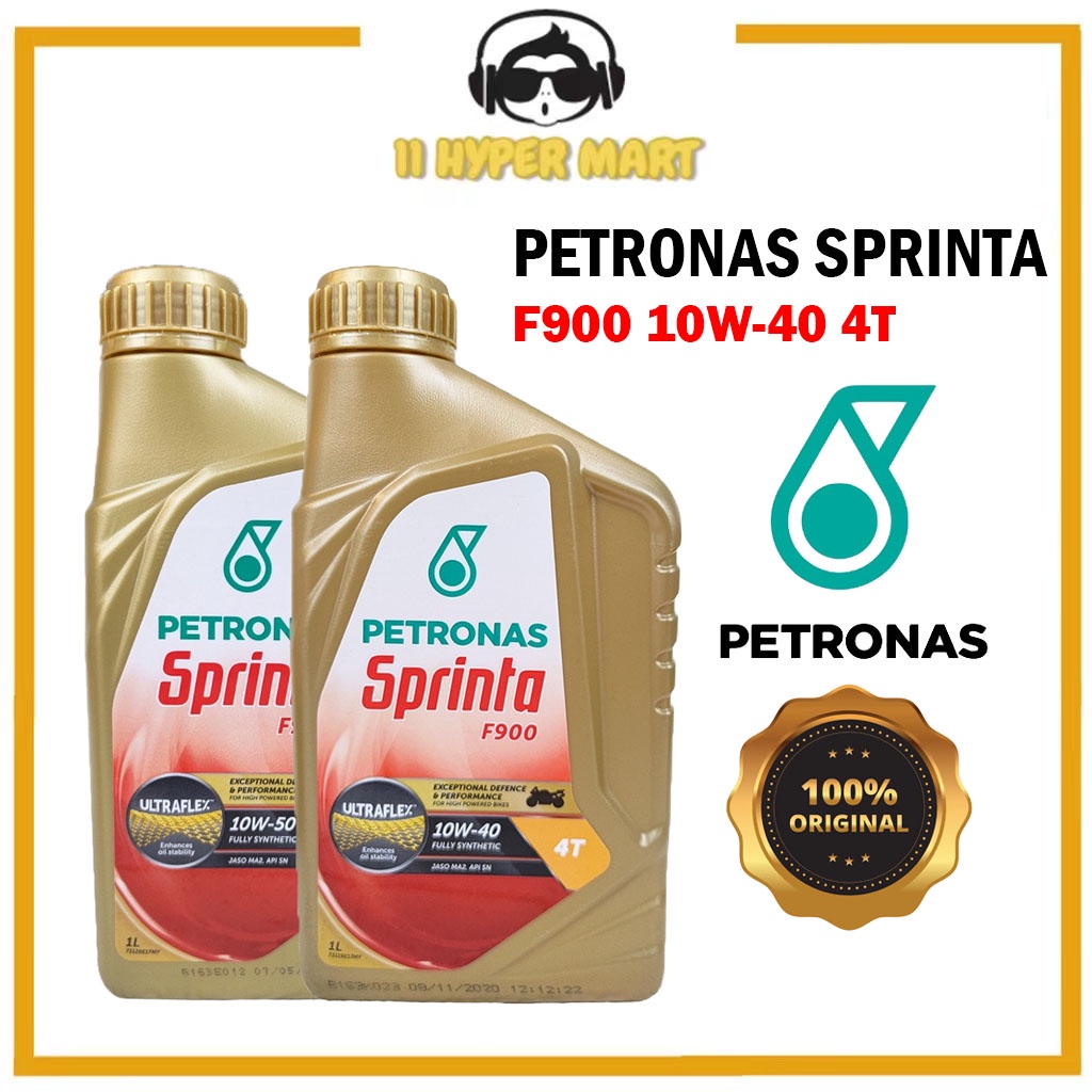 PETRONAS SPRINTA 4T F900 FULLY SYNTHETIC ENGINE OIL 10W40 10W50 1 LITRE ...