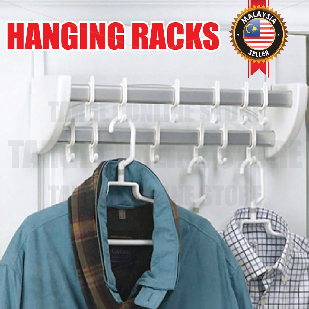 Double Row Door Hanger Hanging Rack Hook Clothes Towel Stainless Steel