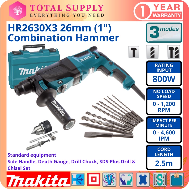 Makita hr2630 sds+ corded deals drill kit