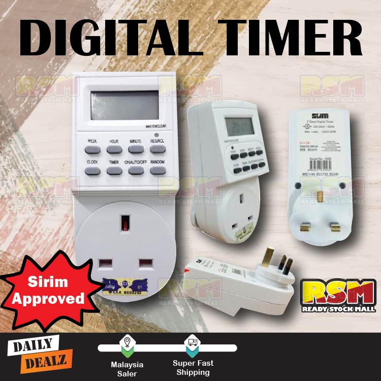 Digital Timer Socket Plug with LCD Display (SIRIM APPROVED)/Plag Soket ...