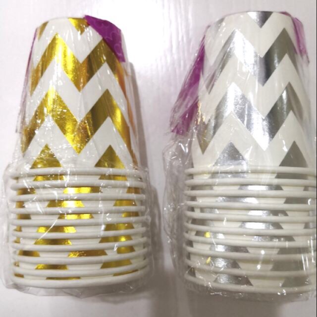 print zigzag paper cup.gold/silver (1pck 10pcs) | Shopee Malaysia