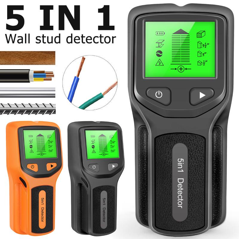 5 In 1 Metal Finder Wood Studs Detector AC Voltage Live Wire Wall