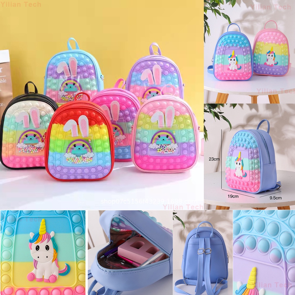 Pop Backpack Unicorn Backpack Shoulder Bag Pop It Fidget Toy Crossbody ...