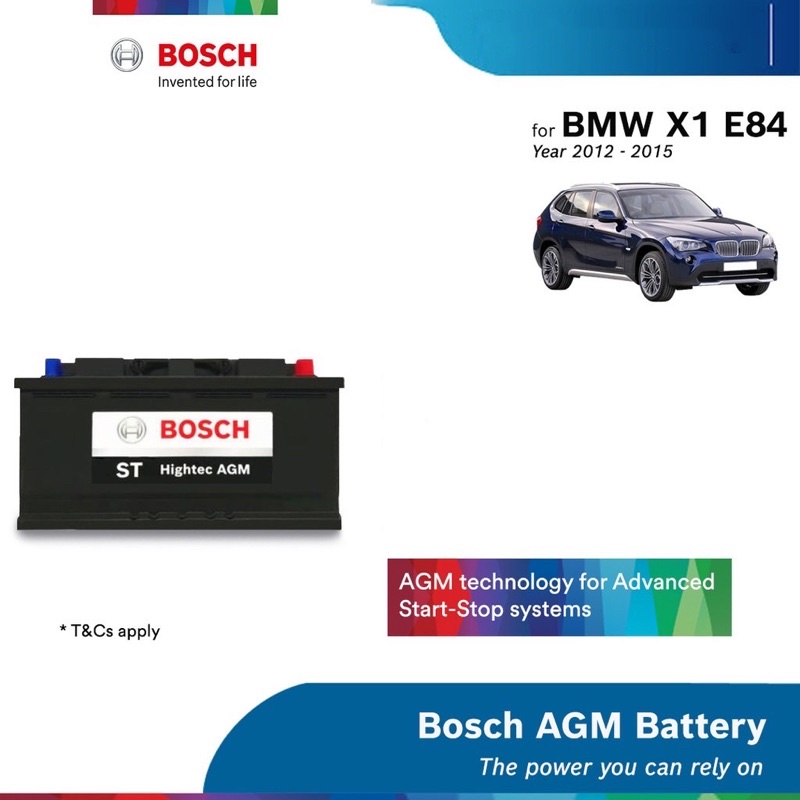 Bosch ST Hightec AGM LN4 DIN80 Battery for BMW X1 E84 12 month