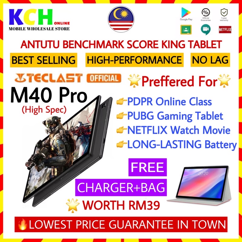 🔥LOWEST PRICE🔥Teclast M40 Pro/M40/M30 10.1Inch 6+128GB 4G LTE Android 10 Smart Tablet Murah