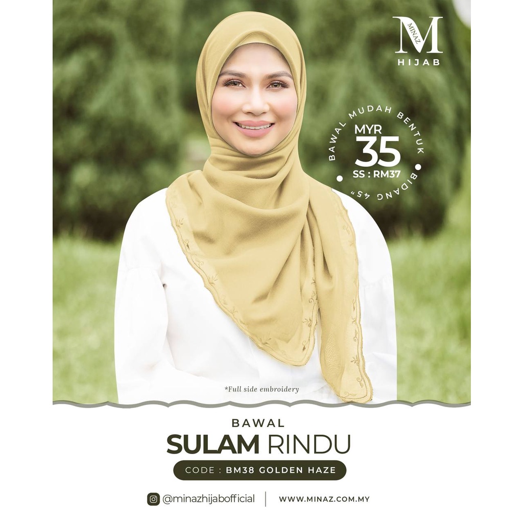 MINAZ HIJAB - Tudung Bawal Plain Sulam Embroidery Cotton Voile Bidang ...