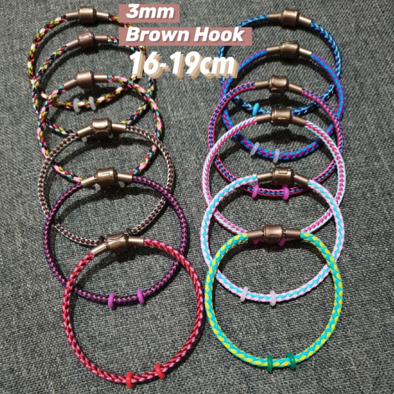 🇲🇾3mm Steel Waterproof Wire Rope Charm Bracelet Bangle 彩色钢丝手绳 潘多拉手链 Poh ...