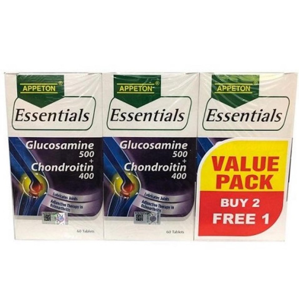 APPETON ESSENTIALS GLUCOSAMINE 500+CHONDROITIN 400 60'S / 3x60'S ...