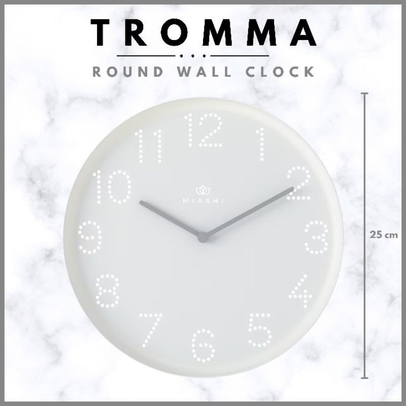 IKEA TROMMA Wall clock, white, 25 cm diameter, Jam Dinding Putih