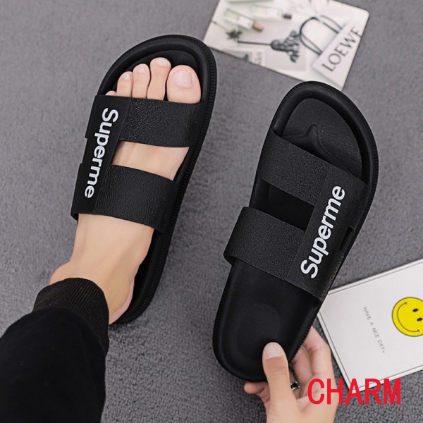 【High quality】ready stock slippers men's men's sandals Supreme casual ...