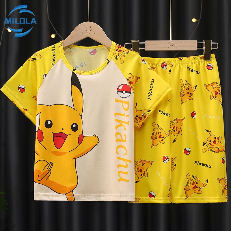 Pokemon Summer Pajamas Set Pikachu Cartoon for Children Boys Girls ...
