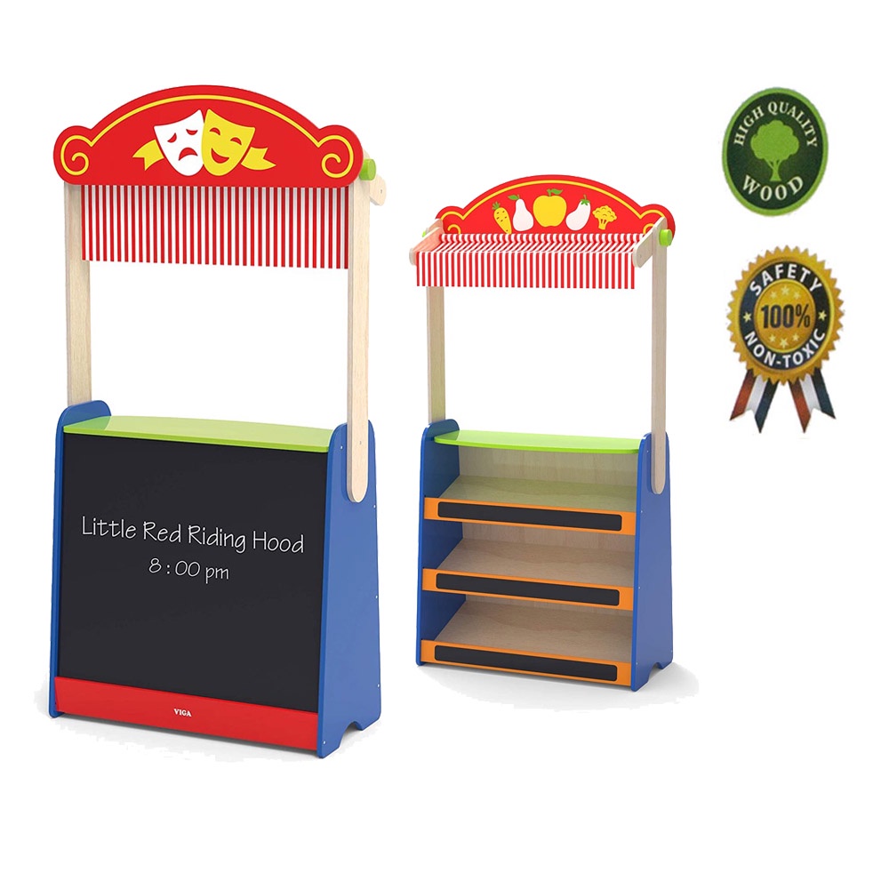 Puppet theater + Grocery Store (2 in 1) ROLE PLAY WOODEN TOYS PREMIUM ...