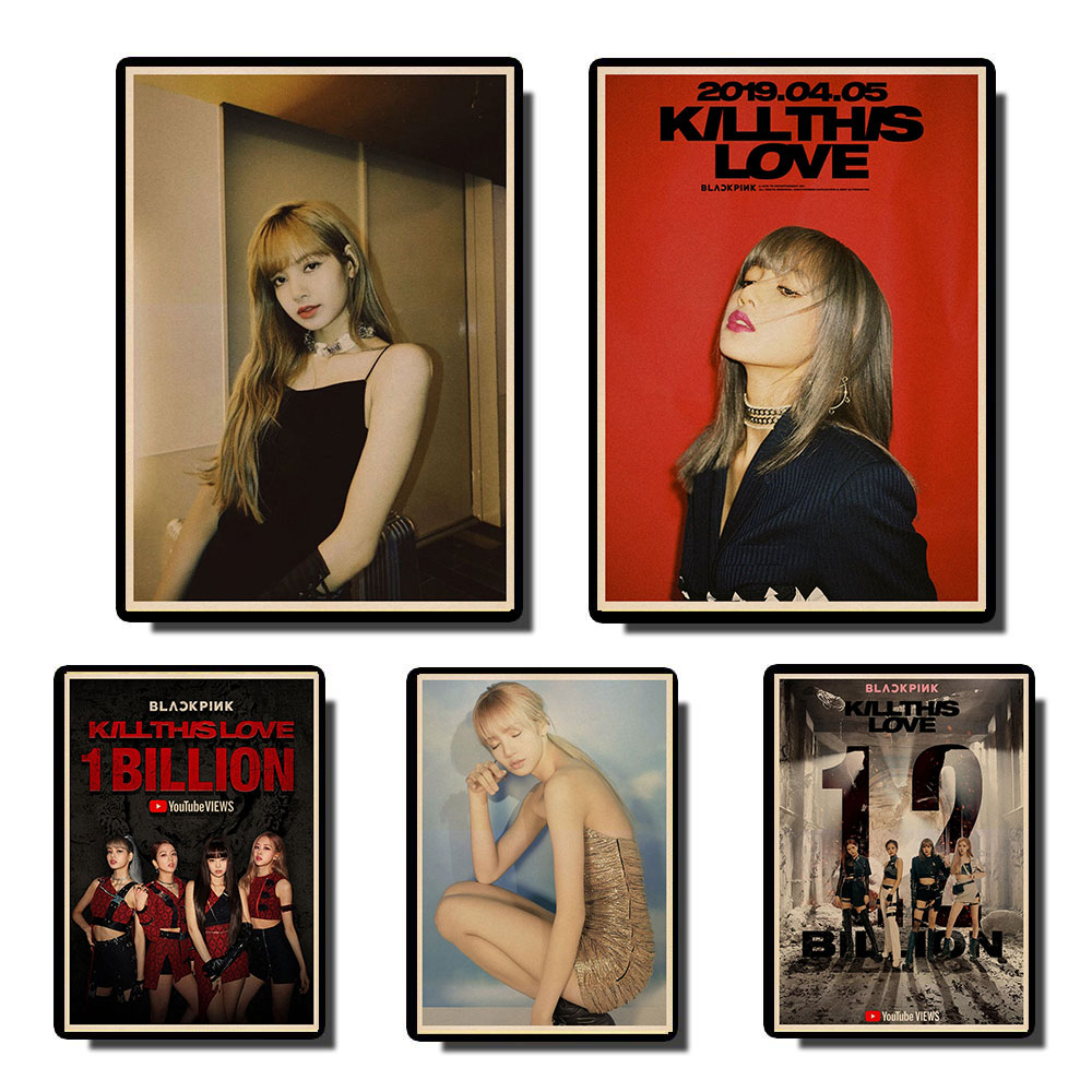 BLACKPINK Lisa Poster Art Painting Retro Kraft Paper Poster For Room ...