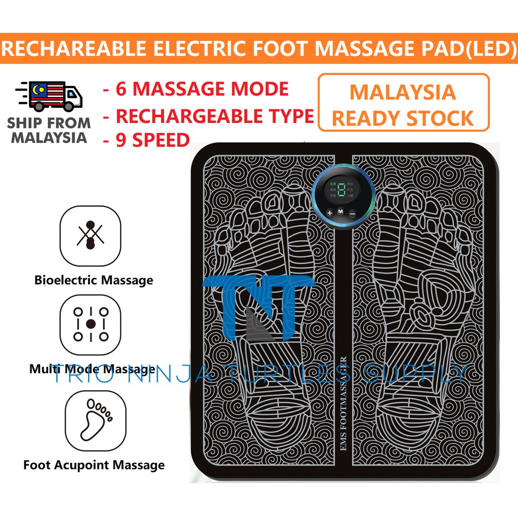 (READY STOCK) Rechargeable Portable EMS Electric Foot Massage Pad Feet ...