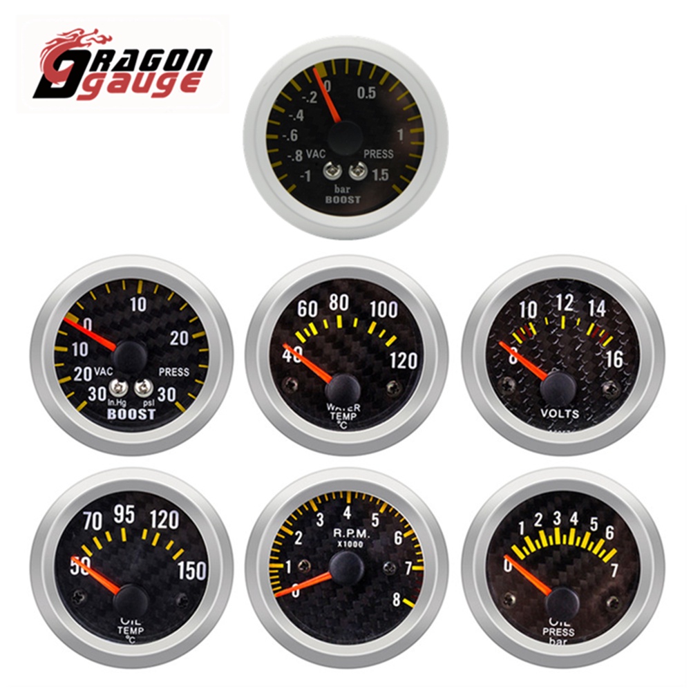 DRAGON GAUGE 52mm Tachometer RPM Meter Water Temp Oil Temp Oil Press