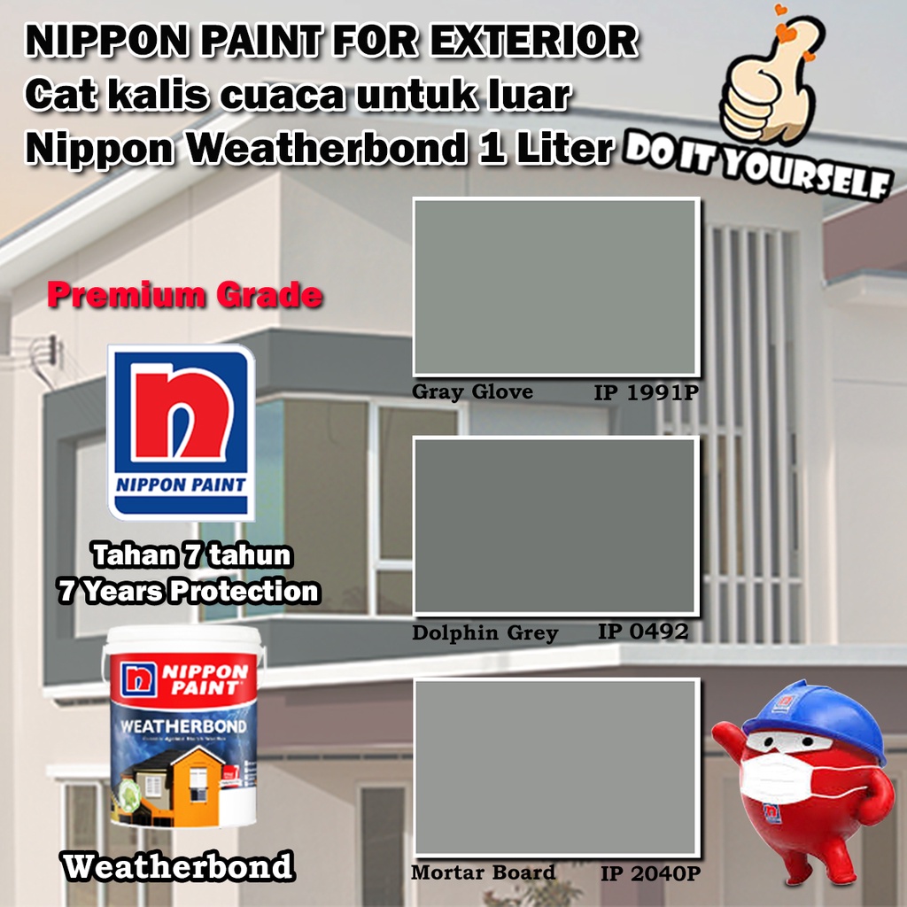 Nippon Paint Weatherbond Exterior collection 1 Liter Gray Glove 1991P