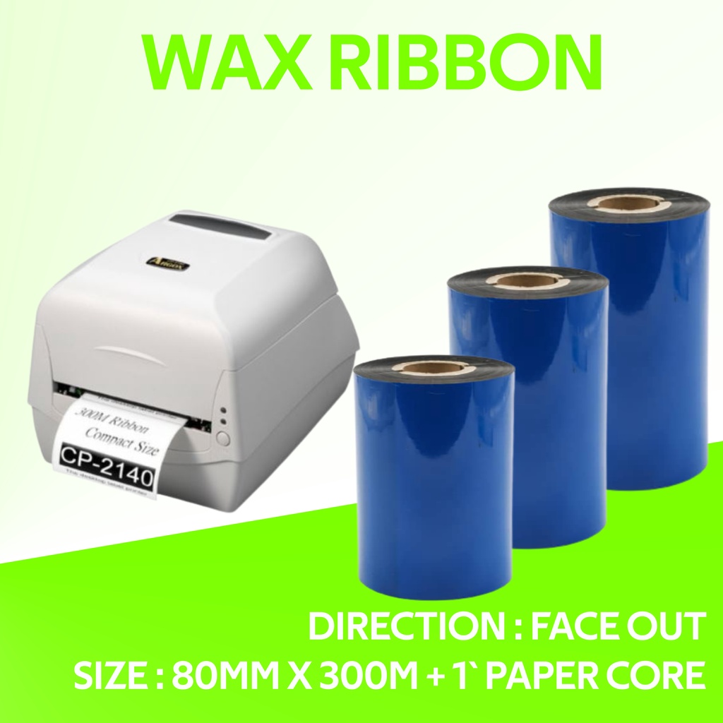 Wax Ribbon (40mm to 110mm x 300m) Barcode Ribbon Thermal Transfer ...