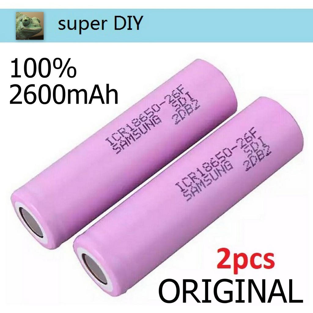 2pcs Original Samsung 18650 Rechargeable 3.7V lithium ion li-ion ...