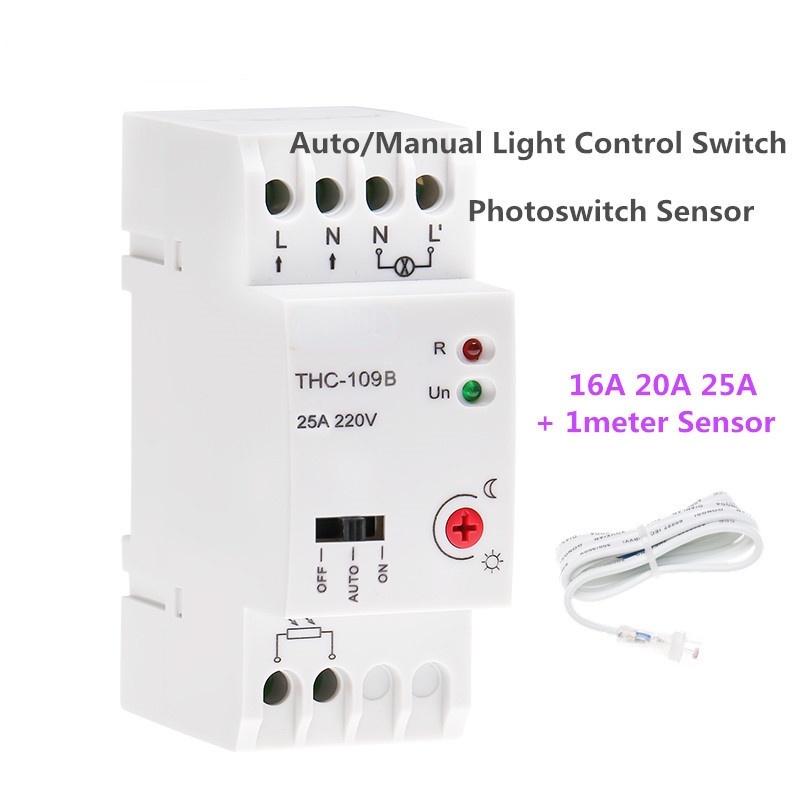 Auto or Manual On Off Photocell Light Controller Switch with Sensor 16A ...