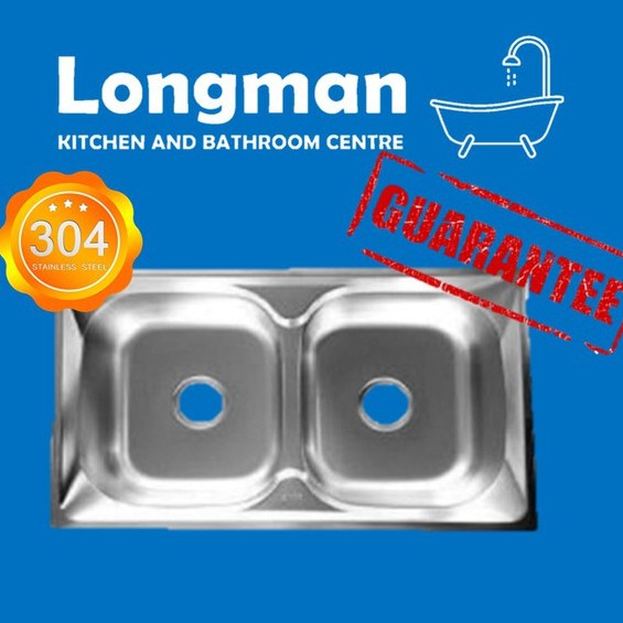 LONGMAN SUS 304 Stainless Steel Top/Under-Mount Double Bowl Kitchen ...
