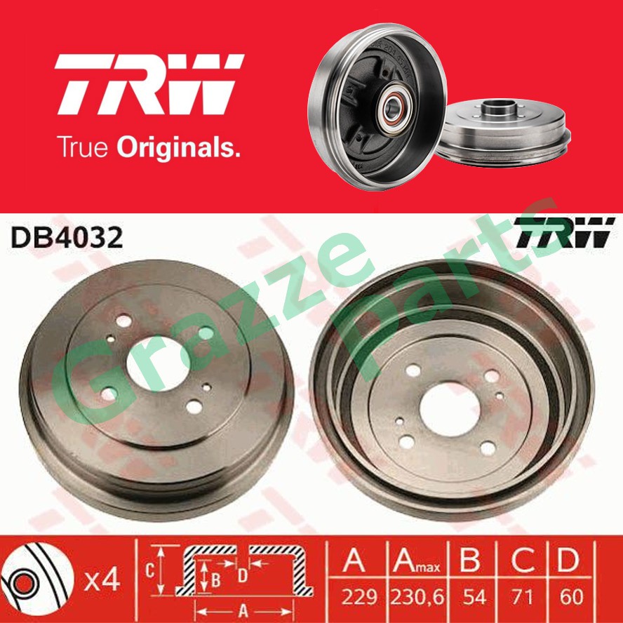 (1 pc) TRW Brake Drum Rear DB4032 for Toyota Corolla KE30 KE70 | Shopee ...
