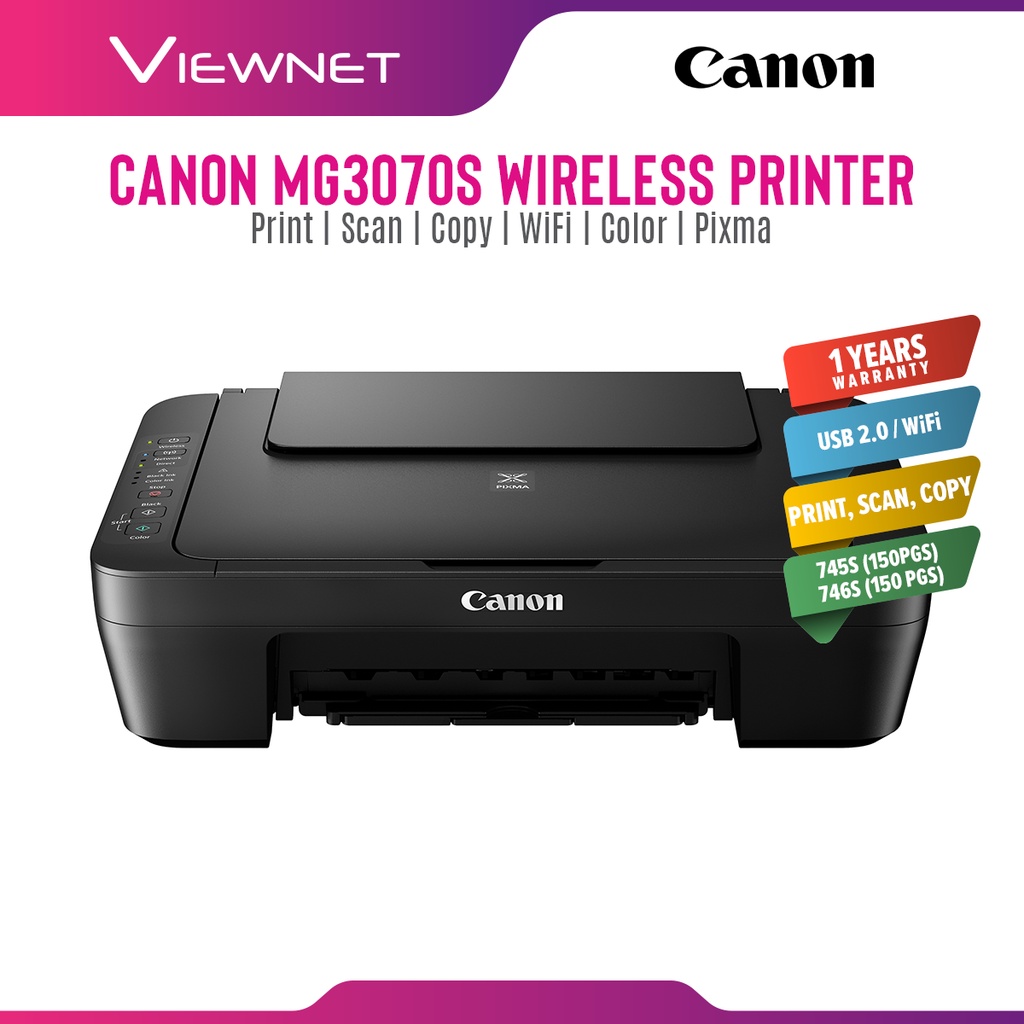 Canon Pixma MG3070S Compact Wireless Printer All-In-One With Low-Cost ...