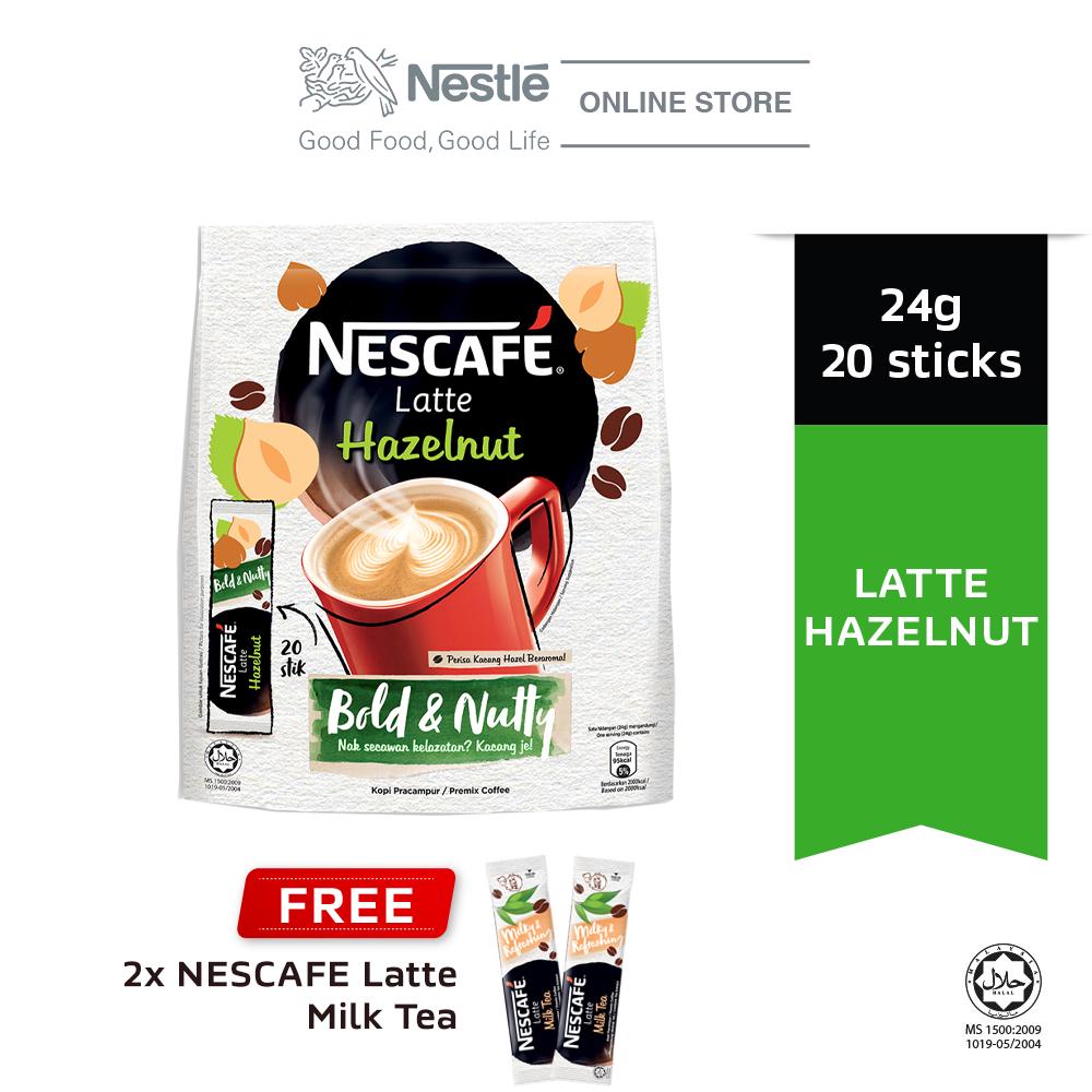 NESCAFE Latte Hazelnut (24g x 20's) [Free Nescafe Latte Milk Tea Sample ...