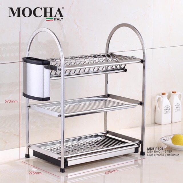 MOCHA 3 Tier Stainless Steel Dish Rack MDR11104 | Shopee Malaysia