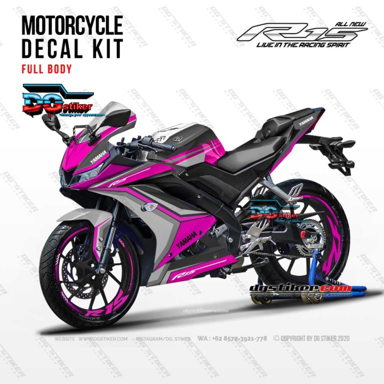 Yamaha r15 V3 Black pink Line art Decal sticker | Shopee Malaysia