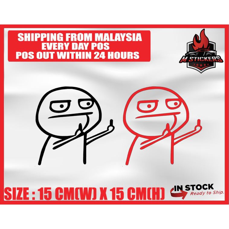 [M STICKERS] JDM STYLE FUNNY MIDDLE FINGER CAR STICKER KERETA MYVI AXIA ...