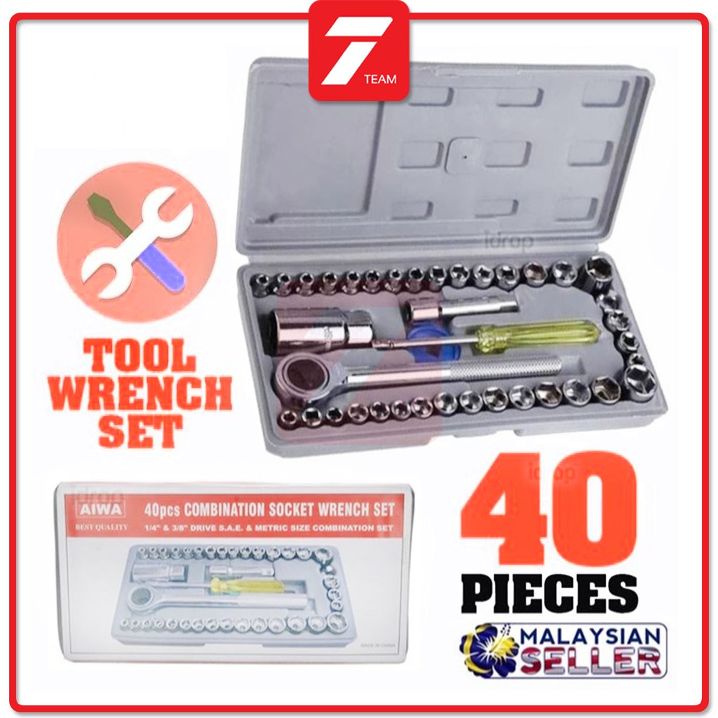 Aiwa 40pcs Combination Socket Wrench Sleeve Set Shopee Malaysia
