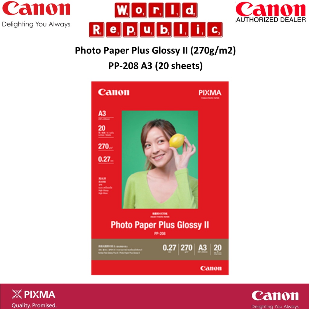 Canon PP208 PP208 A3 (20 sheets) Photo Paper Plus Glossy II (270g/m2