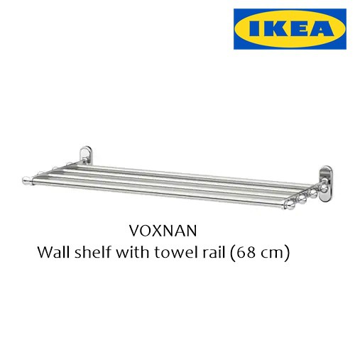 IKEA VOXNAN Wall shelf with towel rail, chrome effect (68 cm) Shopee
