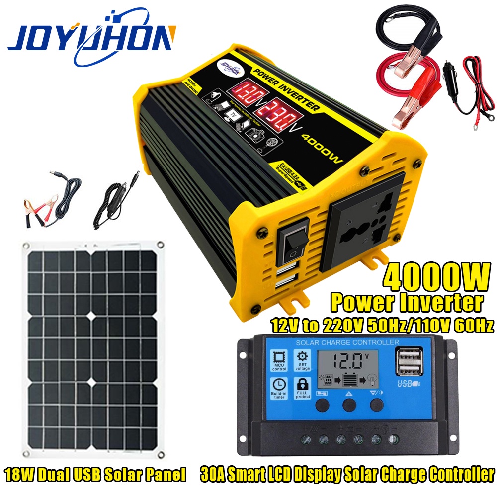 Joyuhon 4000w Power Inverter System With 18w Solar Panel And 30a Solar Controller To Saving 2781