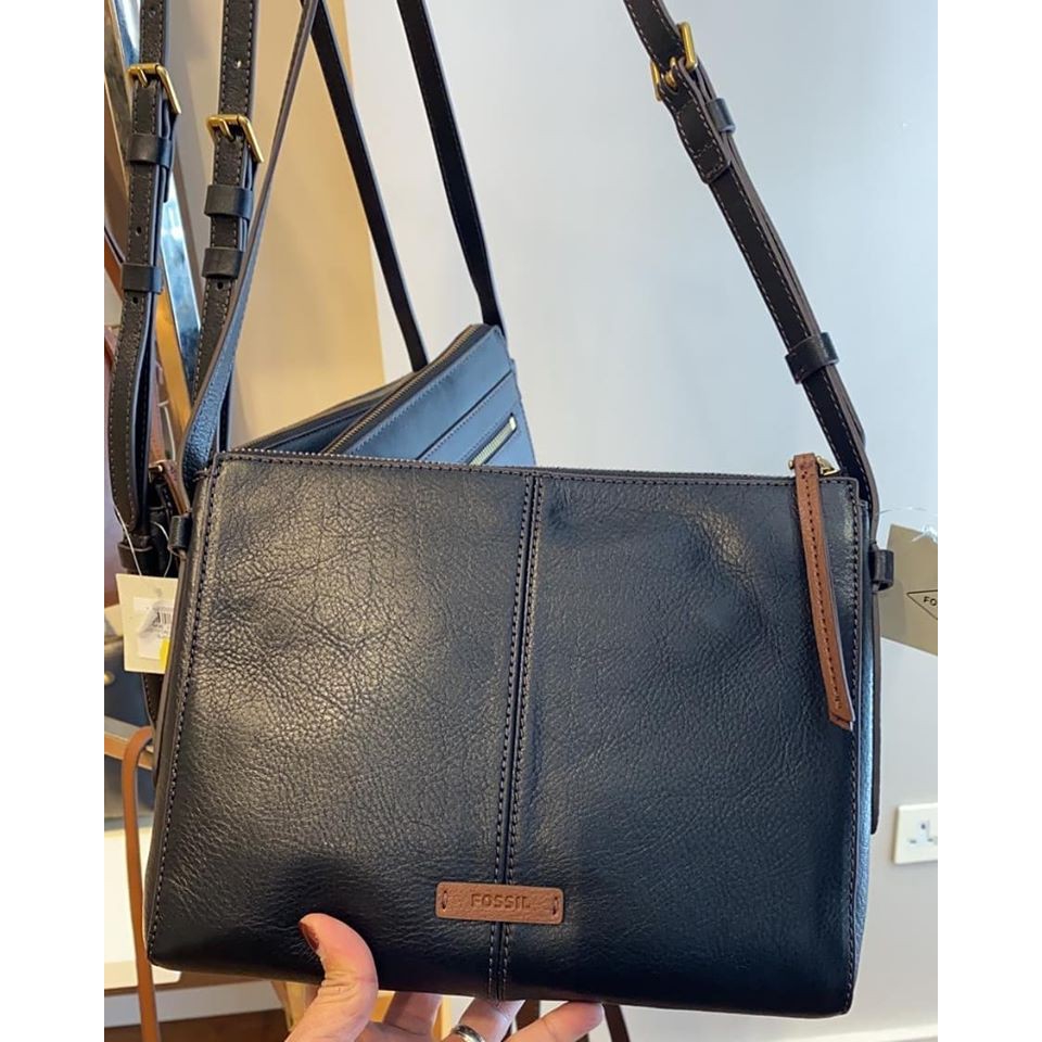 Fossil Felicity Crossbody in Black Leather Bag Shopee Malaysia