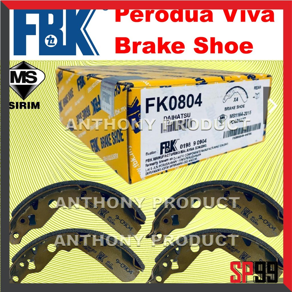 FBK Perodua Viva Rear Brake Shoe Shopee Malaysia