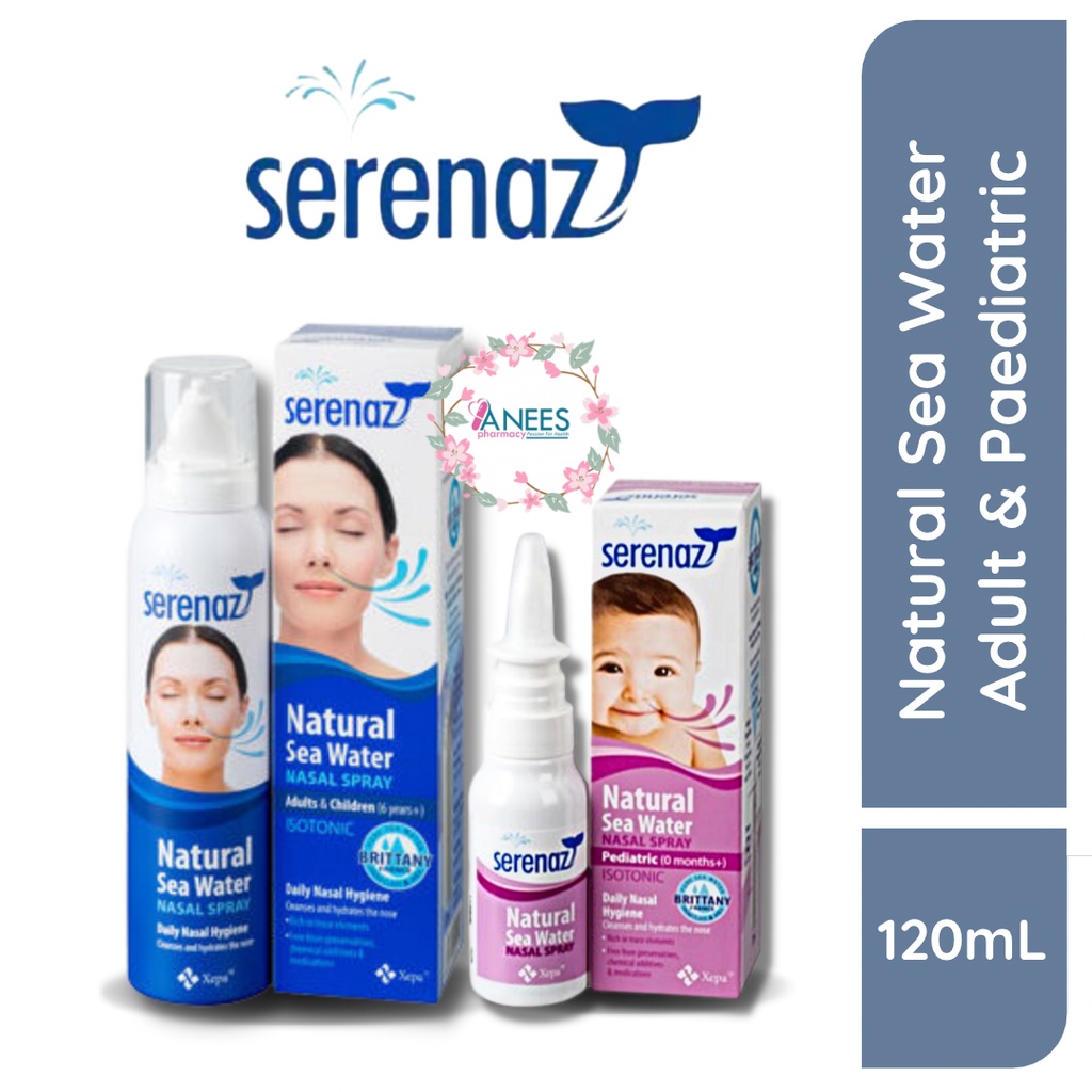 Xepa Serenaz Natural Sea Water Nasal Spray Adult 120mL / Paediatric ...