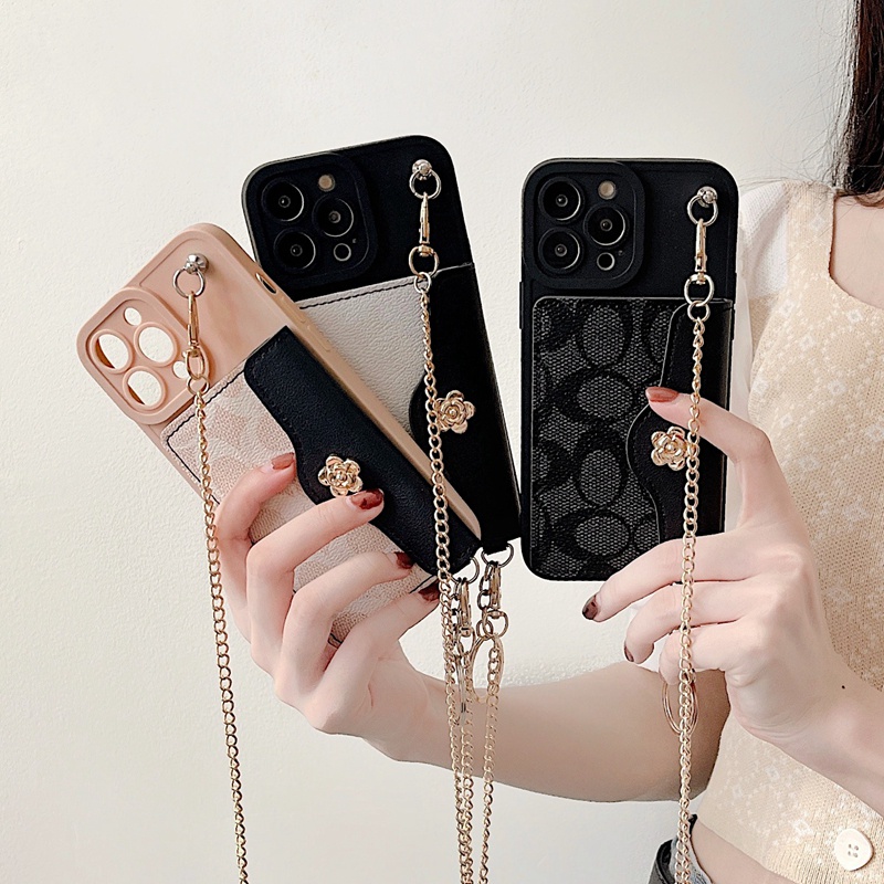 Metal Chain Tape Necklace Phone Case For IPhone 13 12 11 Pro Max SE ...