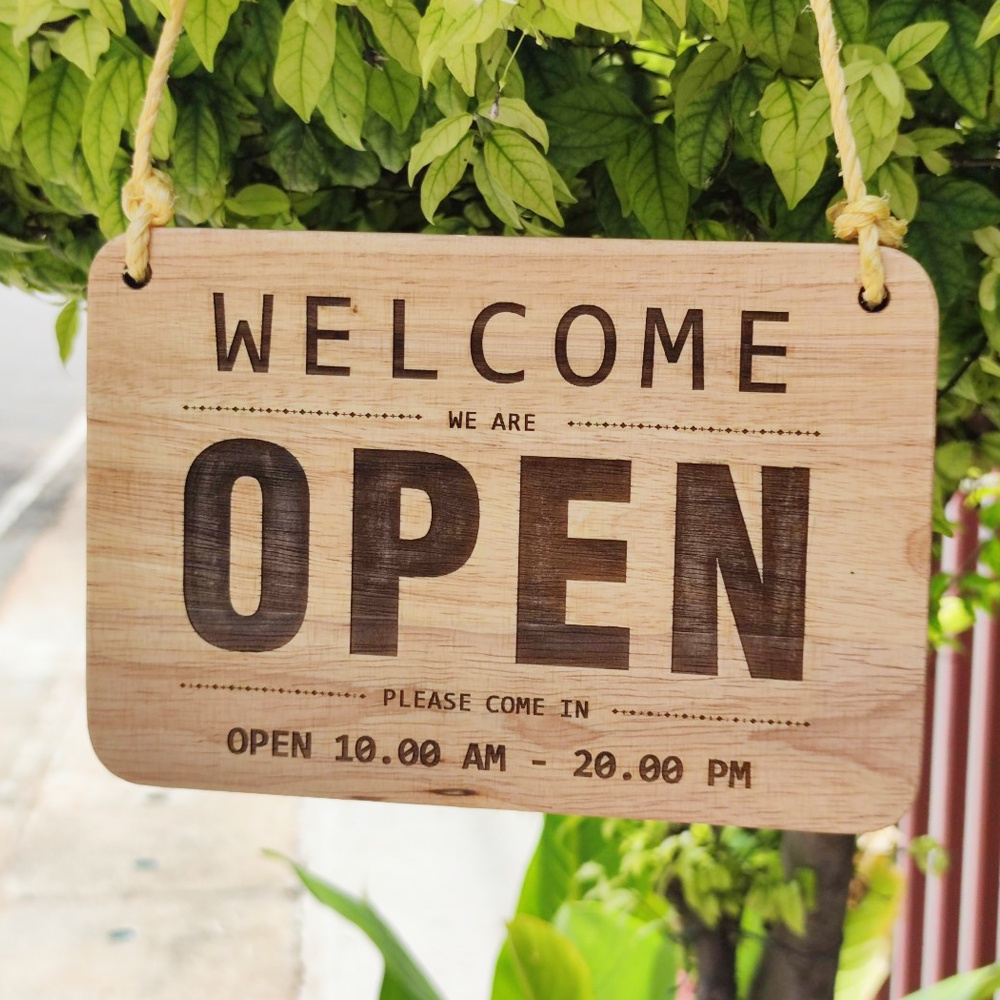 Pintu Diy Wooden Sign Laser Engraved Message Opening And Closing The ...