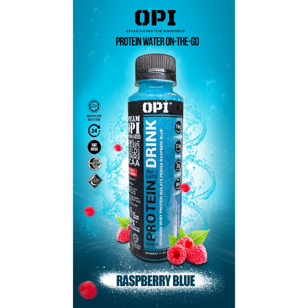 OPI Whey Protein Water Ready To Drink (Raspberry Blue) 24 Bottles (CARTON) Shopee Malaysia