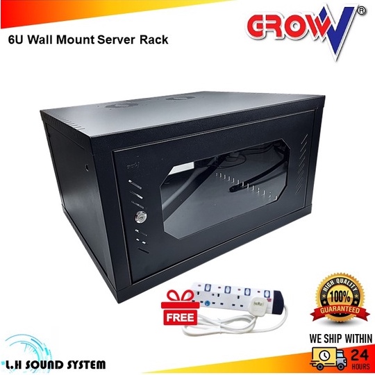GROW 6U Wall Mount Server Rack with 4 Gang Extension Cable | Shopee ...