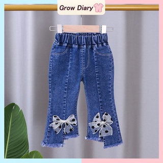 Flare Jeans for Kids Girls Fashion Crisscross Ripped Bell-bottom Hem Denim  Pants Teenage Casual Long Pants Korean Style Trousers