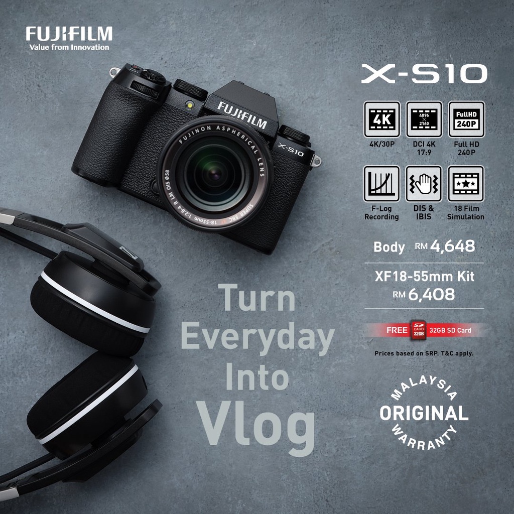 FUJIFILM X-S10 XS10 Mirrorless Digital Camera Body 15-45mm 18