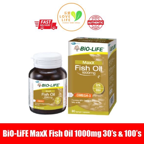 OFFER BiOLiFE MaxX Fish Oil 1000mg Omega3 Double Strength 30 100