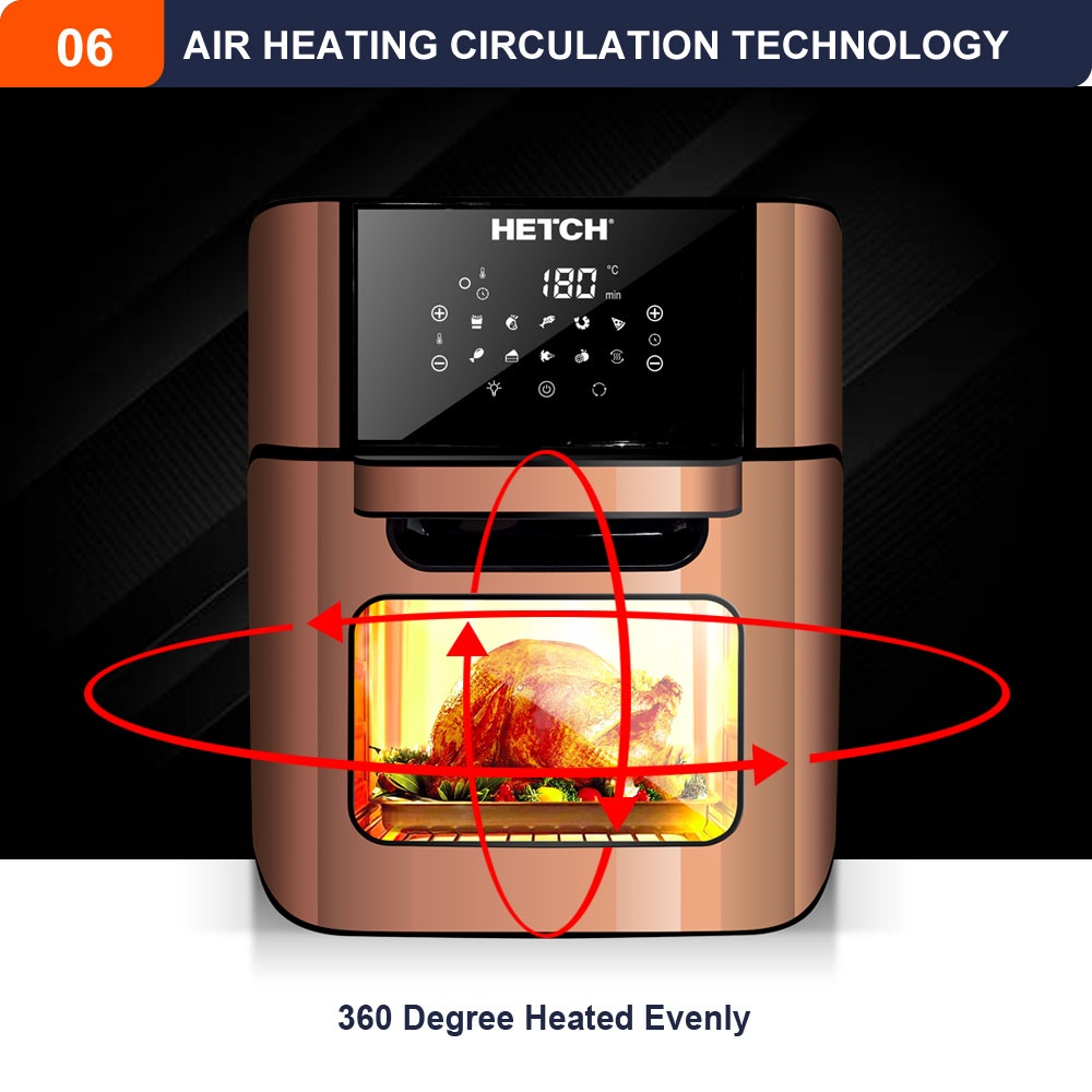 HETCH Pro12 Digital Air Fryer Oven Premium Copper Large 12L 1800W