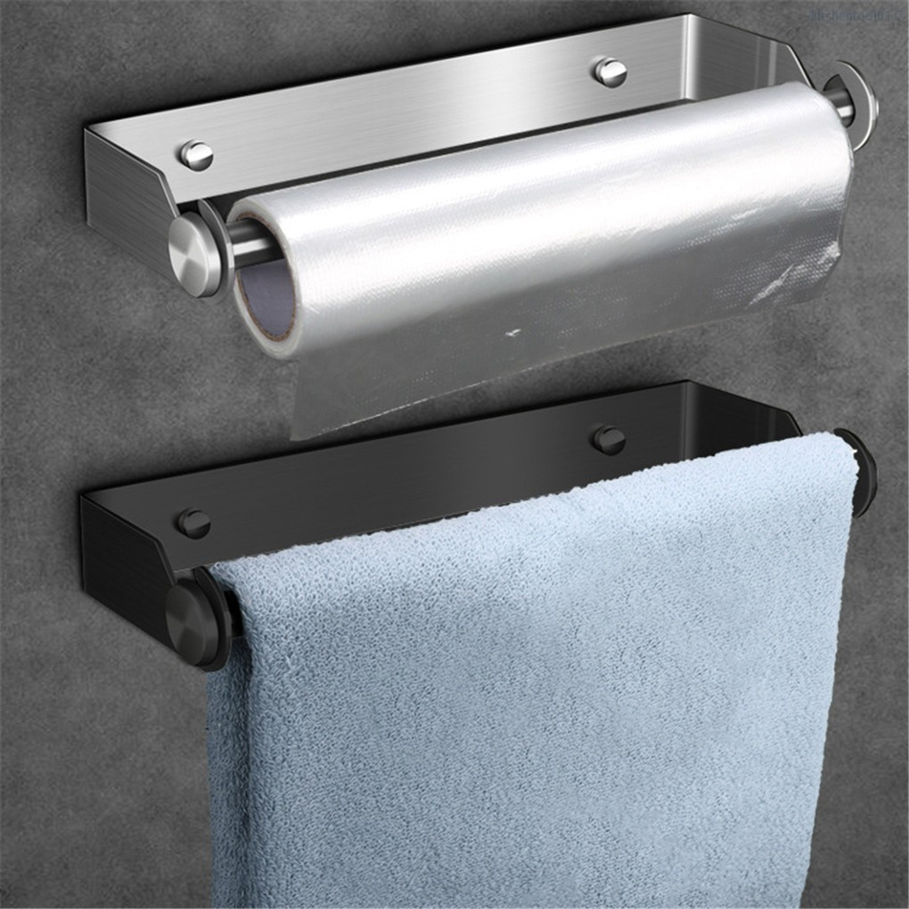 Stainless Steel Paper Towel Holder Punch-Free Towel Rack Wall Mounted Roll  Paper Stand for Bathroom Kitchen Hook Towel Kitchen kitchentool