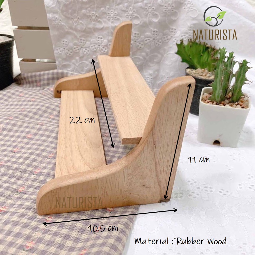 2 Tier Solid Wood Rack Cactus Shelf Succulent Plant Rubber Wood ...
