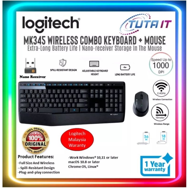 Logitech MK345 COMFORT WIRELESS KEYBOARD AND MOUSE COMBO-920-006491 ...