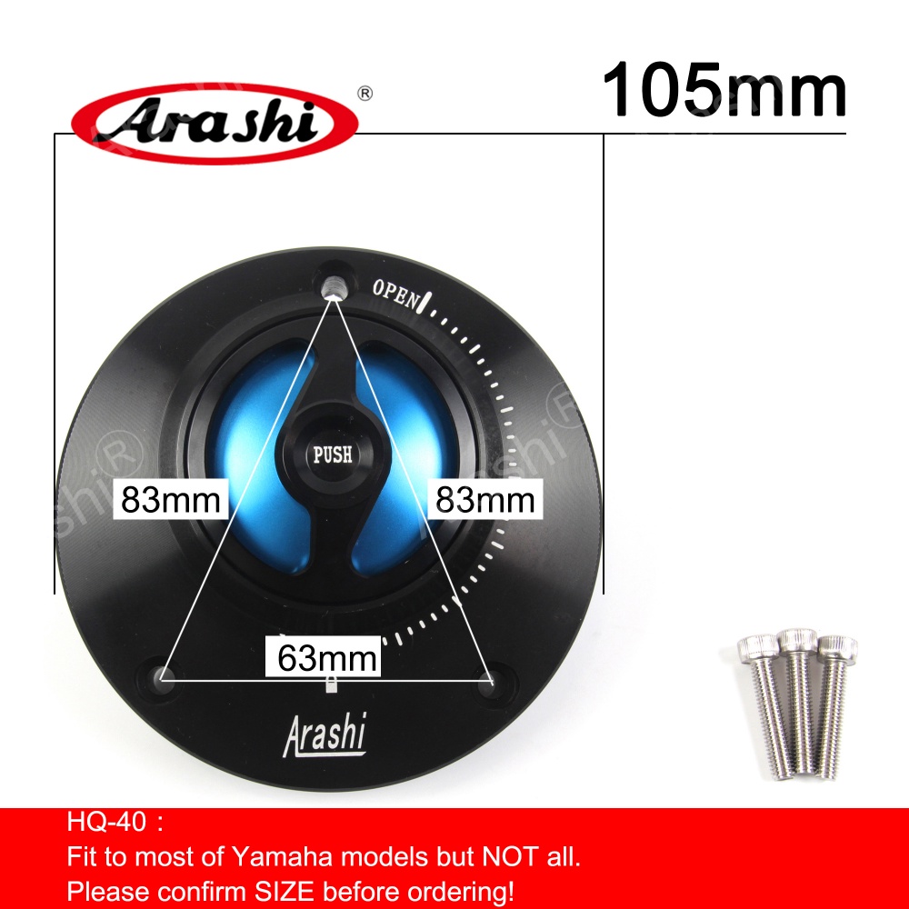ARASHI Motorcycle CNC Fuel Gas Tank Cap Tanks Cover With Rapid Locking For YAMAHA R1 R3 FZ6 FZ